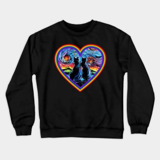 van Gogh's Cats in a rainbow heart Crewneck Sweatshirt